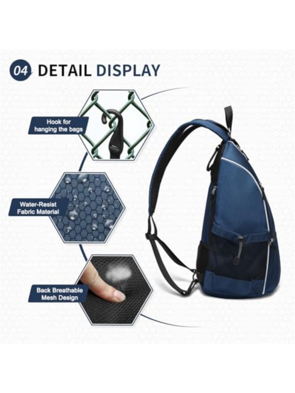 32L Pickleball Sling Bag Convertible Paddle Racket Backpack - Picture 4 of 5